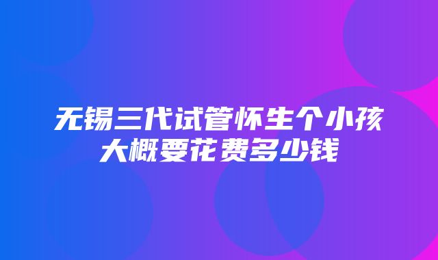 无锡三代试管怀生个小孩大概要花费多少钱