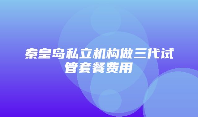 秦皇岛私立机构做三代试管套餐费用