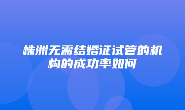 株洲无需结婚证试管的机构的成功率如何