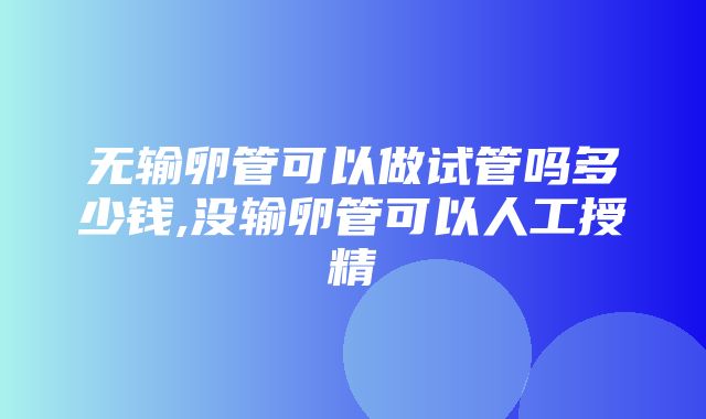 无输卵管可以做试管吗多少钱,没输卵管可以人工授精