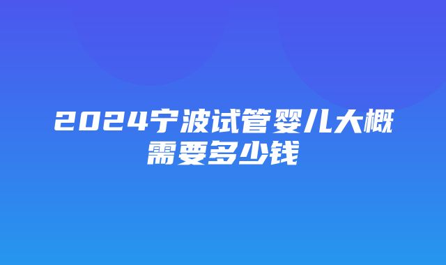 2024宁波试管婴儿大概需要多少钱