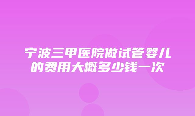 宁波三甲医院做试管婴儿的费用大概多少钱一次