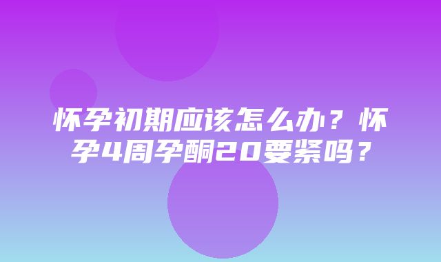 怀孕初期应该怎么办？怀孕4周孕酮20要紧吗？