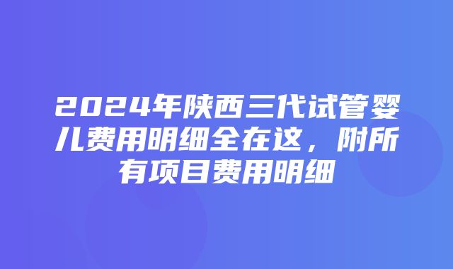 2024年陕西三代试管婴儿费用明细全在这，附所有项目费用明细