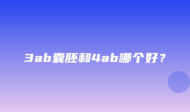 3ab囊胚和4ab哪个好？