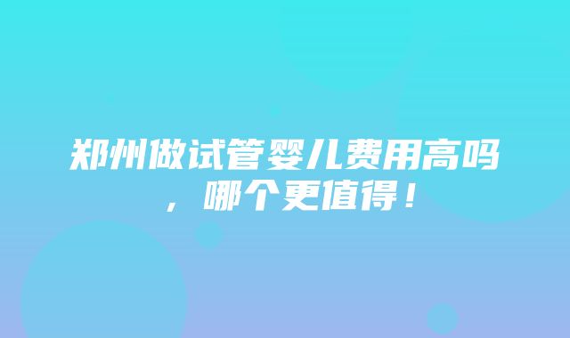 郑州做试管婴儿费用高吗，哪个更值得！