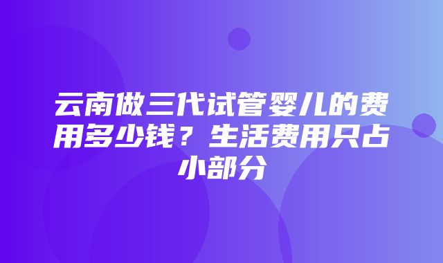 云南做三代试管婴儿的费用多少钱？生活费用只占小部分