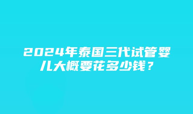 2024年泰国三代试管婴儿大概要花多少钱？