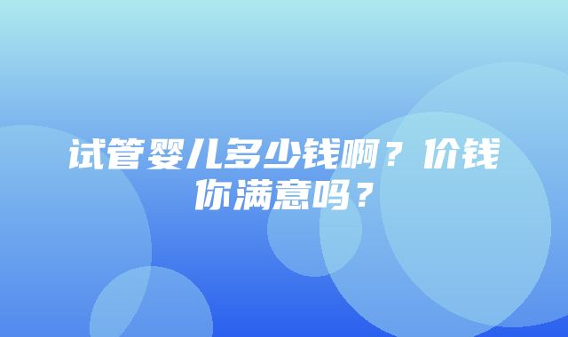 试管婴儿多少钱啊？价钱你满意吗？