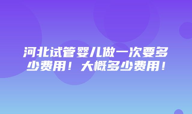 河北试管婴儿做一次要多少费用！大概多少费用！