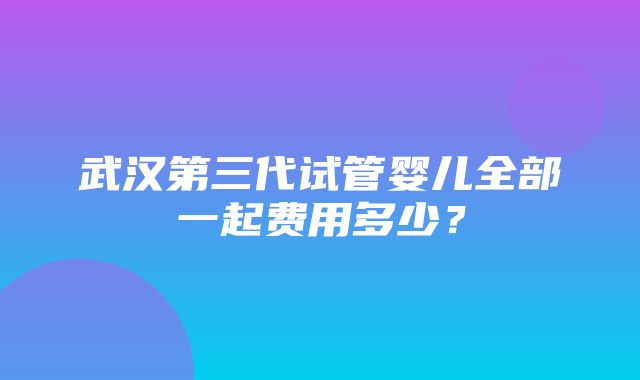 武汉第三代试管婴儿全部一起费用多少？