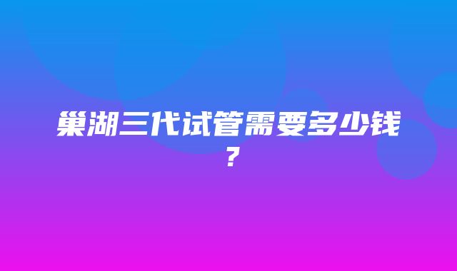 巢湖三代试管需要多少钱？