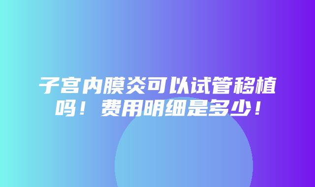 子宫内膜炎可以试管移植吗！费用明细是多少！