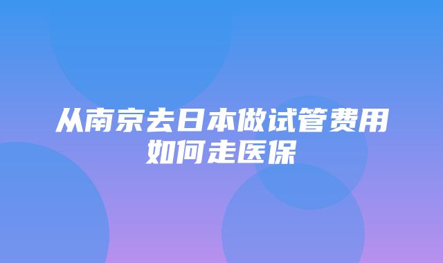 从南京去日本做试管费用如何走医保