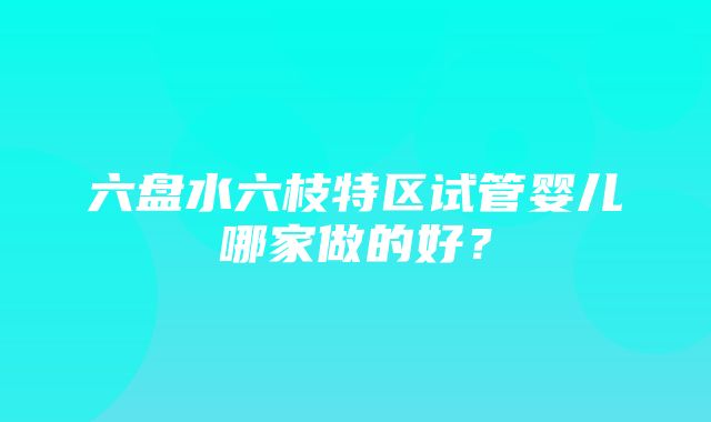 六盘水六枝特区试管婴儿哪家做的好？