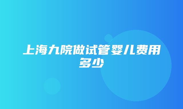 上海九院做试管婴儿费用多少