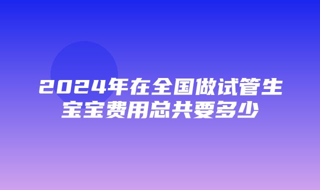 2024年在全国做试管生宝宝费用总共要多少