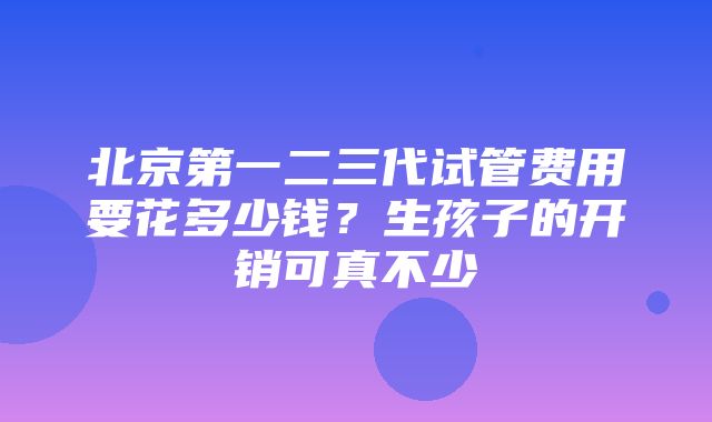 北京第一二三代试管费用要花多少钱？生孩子的开销可真不少