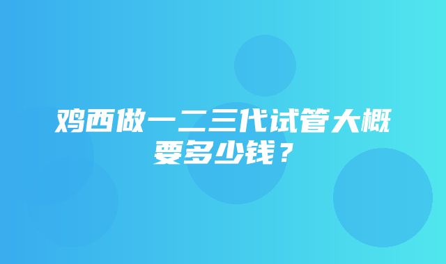 鸡西做一二三代试管大概要多少钱？