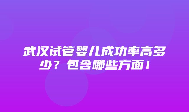 武汉试管婴儿成功率高多少？包含哪些方面！