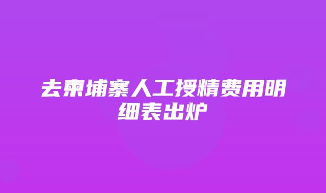 去柬埔寨人工授精费用明细表出炉