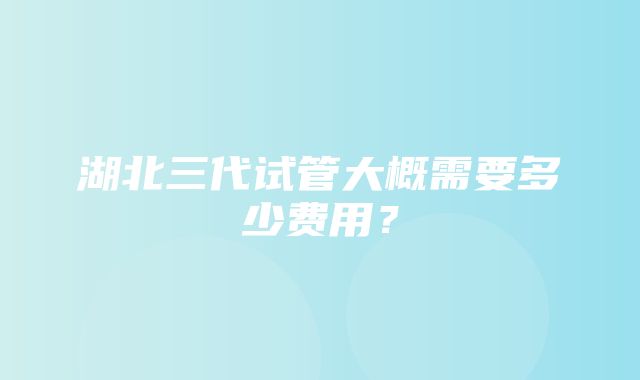 湖北三代试管大概需要多少费用？