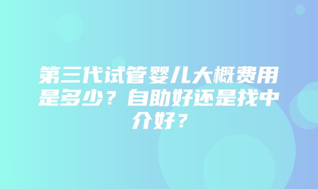 第三代试管婴儿大概费用是多少？自助好还是找中介好？