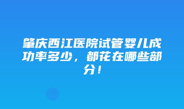 肇庆西江医院试管婴儿成功率多少，都花在哪些部分！