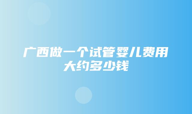 广西做一个试管婴儿费用大约多少钱