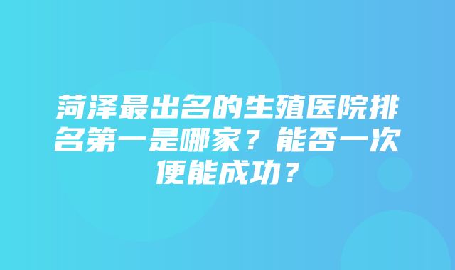 菏泽最出名的生殖医院排名第一是哪家？能否一次便能成功？