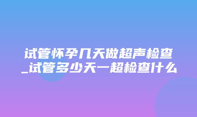 试管怀孕几天做超声检查_试管多少天一超检查什么