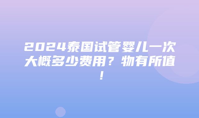 2024泰国试管婴儿一次大概多少费用？物有所值！