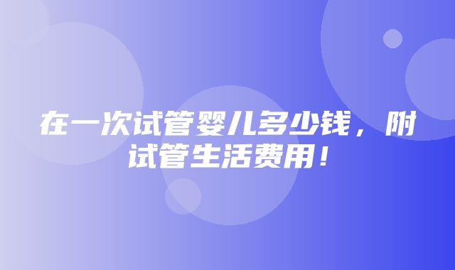 在一次试管婴儿多少钱，附试管生活费用！