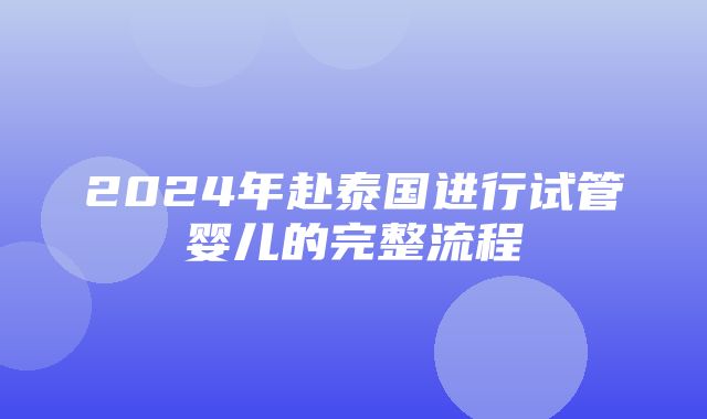 2024年赴泰国进行试管婴儿的完整流程