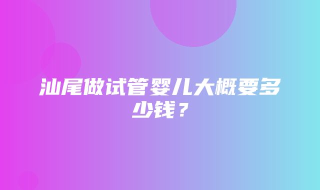 汕尾做试管婴儿大概要多少钱？