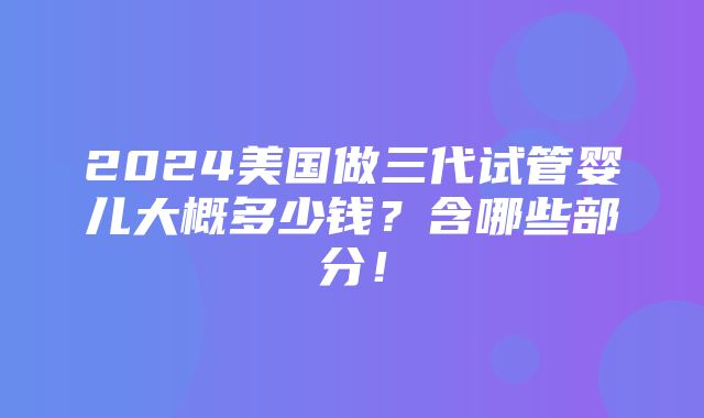 2024美国做三代试管婴儿大概多少钱？含哪些部分！