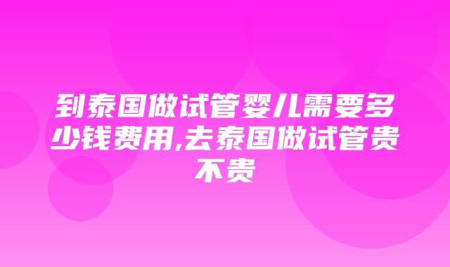 到泰国做试管婴儿需要多少钱费用,去泰国做试管贵不贵