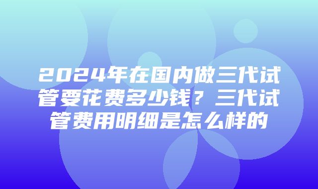 2024年在国内做三代试管要花费多少钱？三代试管费用明细是怎么样的