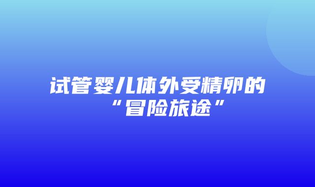 试管婴儿体外受精卵的“冒险旅途”