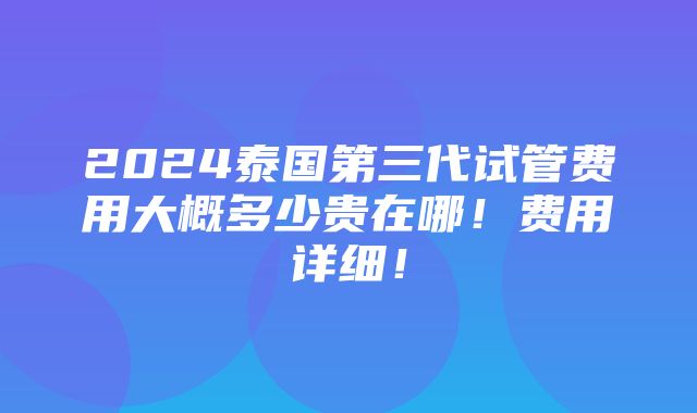 2024泰国第三代试管费用大概多少贵在哪！费用详细！