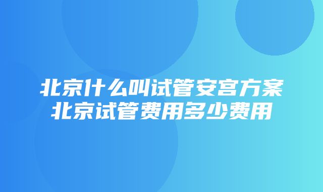 北京什么叫试管安宫方案北京试管费用多少费用