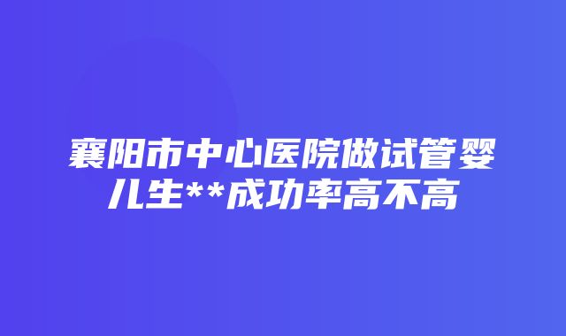 襄阳市中心医院做试管婴儿生**成功率高不高