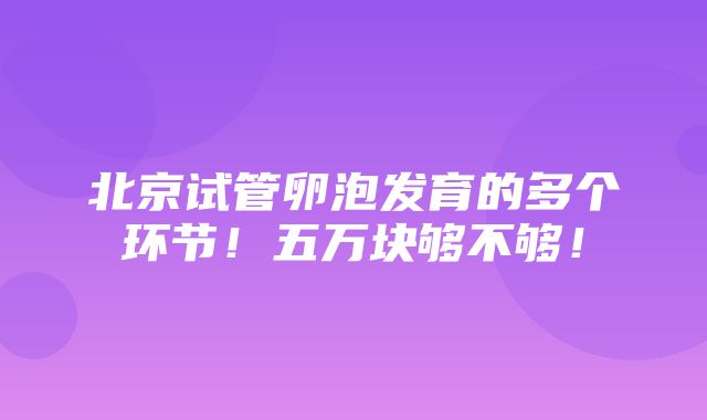 北京试管卵泡发育的多个环节！五万块够不够！