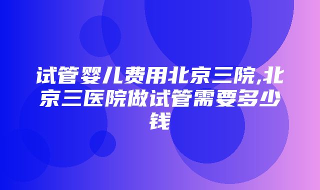 试管婴儿费用北京三院,北京三医院做试管需要多少钱