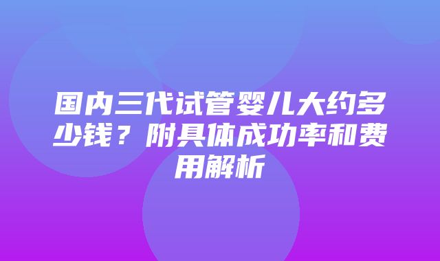 国内三代试管婴儿大约多少钱？附具体成功率和费用解析