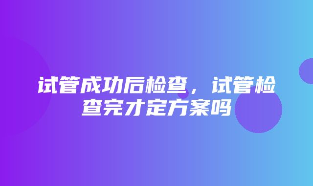 试管成功后检查，试管检查完才定方案吗