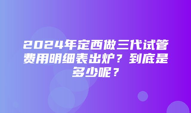 2024年定西做三代试管费用明细表出炉？到底是多少呢？