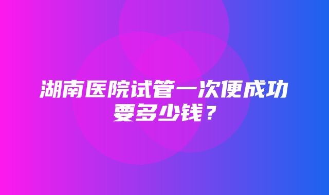 湖南医院试管一次便成功要多少钱？