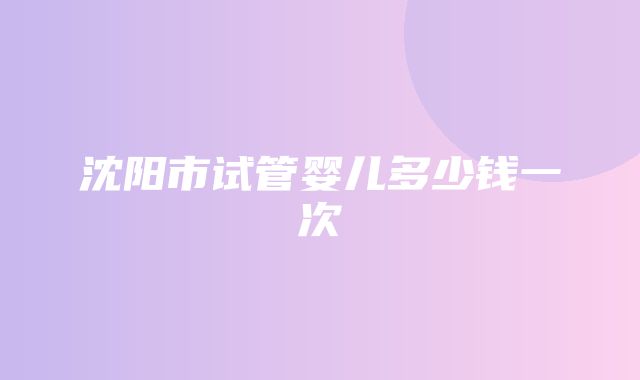 沈阳市试管婴儿多少钱一次