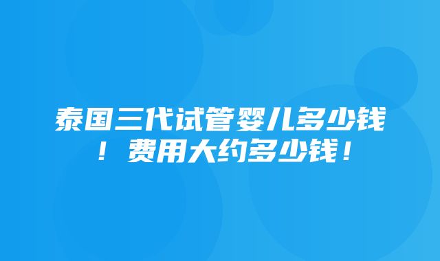 泰国三代试管婴儿多少钱！费用大约多少钱！